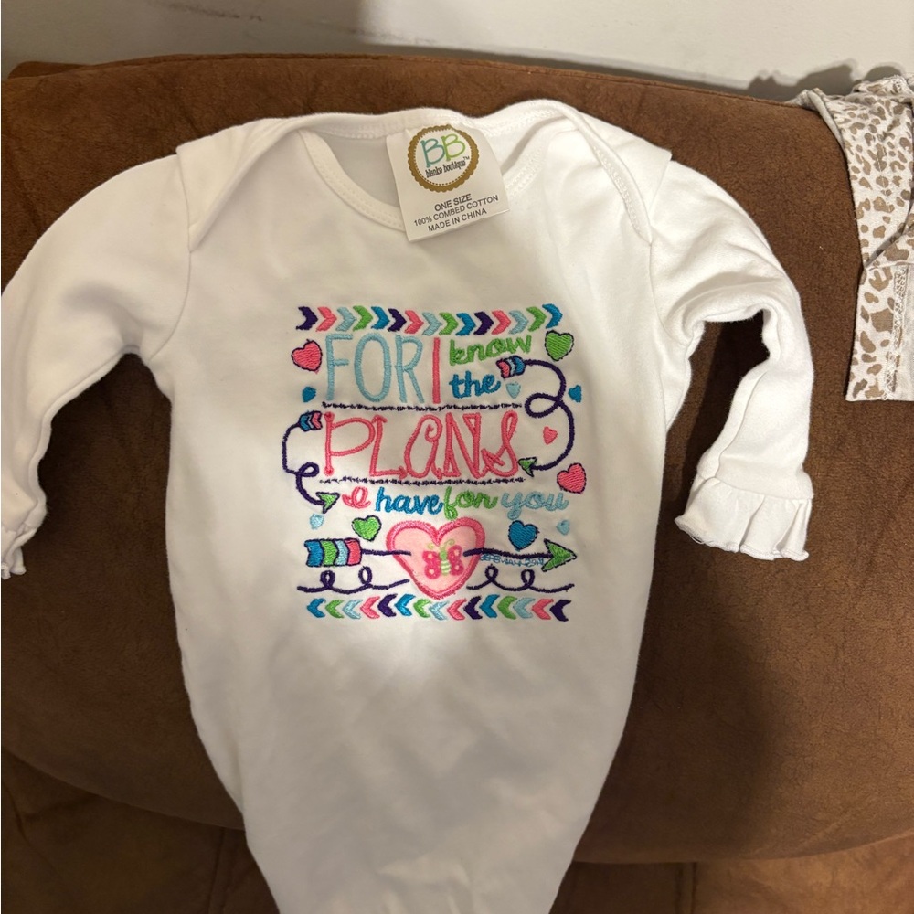 White Baby gown with monogram